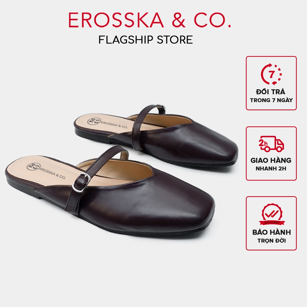 Erosska - Giày nữ đế bệt đạp ngót quai ngang phong cách thanh lịch màu nâu ver 2 - ELO20