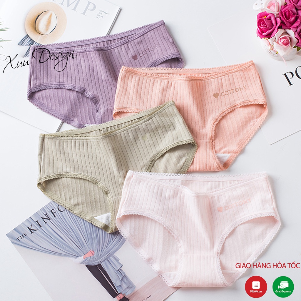 Quần lót cotton tăm viền ren hàng chất lượng cao XUU DESIGN QC01 | BigBuy360 - bigbuy360.vn