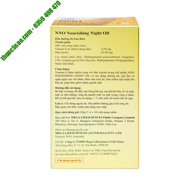 [GIÁ GỐC] NNO Nourishing Night Oil viên dưỡng ẩm da Hộp 30 viên