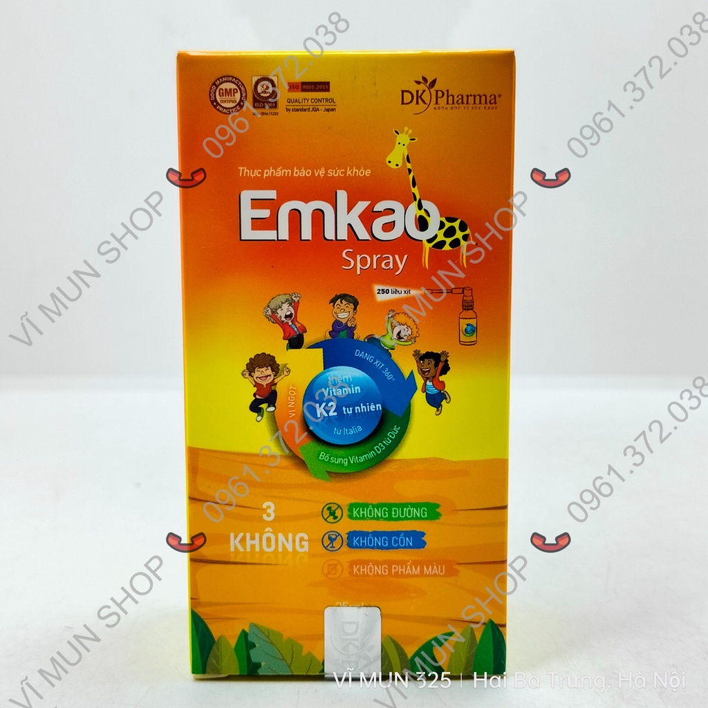 EMKAO SPRAY - Xịt định liều bổ sung Vitamin D3  và Vitamin K2-MK7