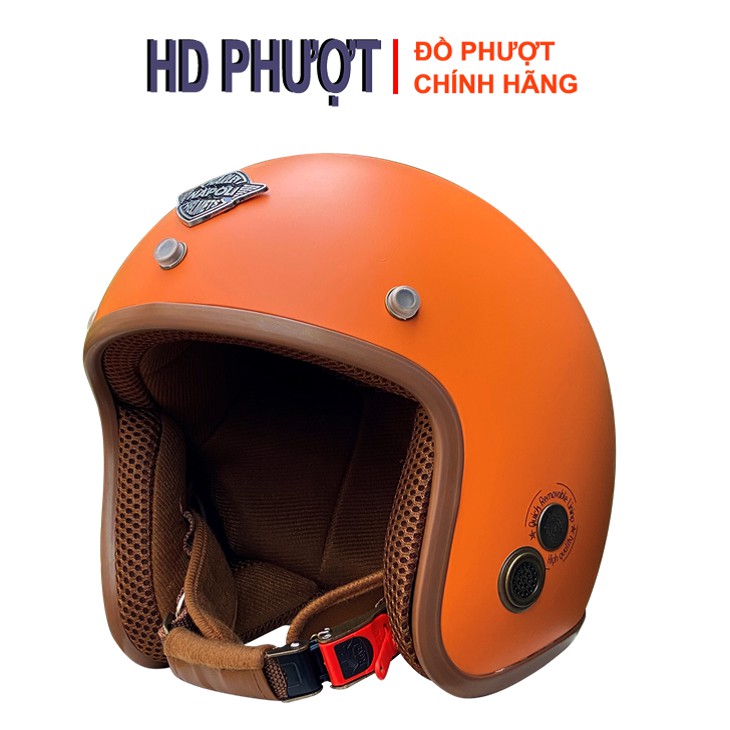 Mũ bảo hiểm ¾ đầu Napoli SH1 cao cấp [Free size 55 – 58cm] [Cam lót nâu] – Bảo hành 12 tháng
