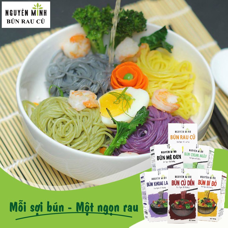 Bún mì rau củ Nguyên Minh 300g 5 loại mì rau củ eatclean giảm cân cho bé ăn dặm