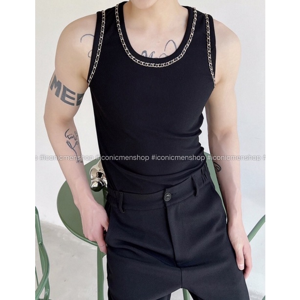 Áo ba lỗ nam mix dây xích