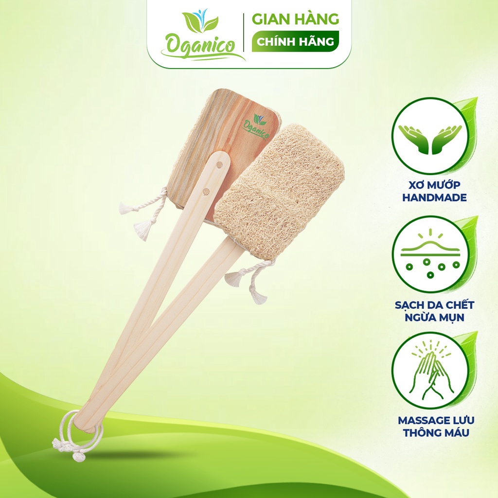 Cây Chà Lưng Xơ Mướp Handmade Tắm, Tẩy Tế Bào Chết, Massage Body - Oganico