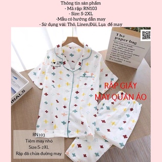 Rập giấy may bộ pijama áo ngắn quần dài nữ_RN103