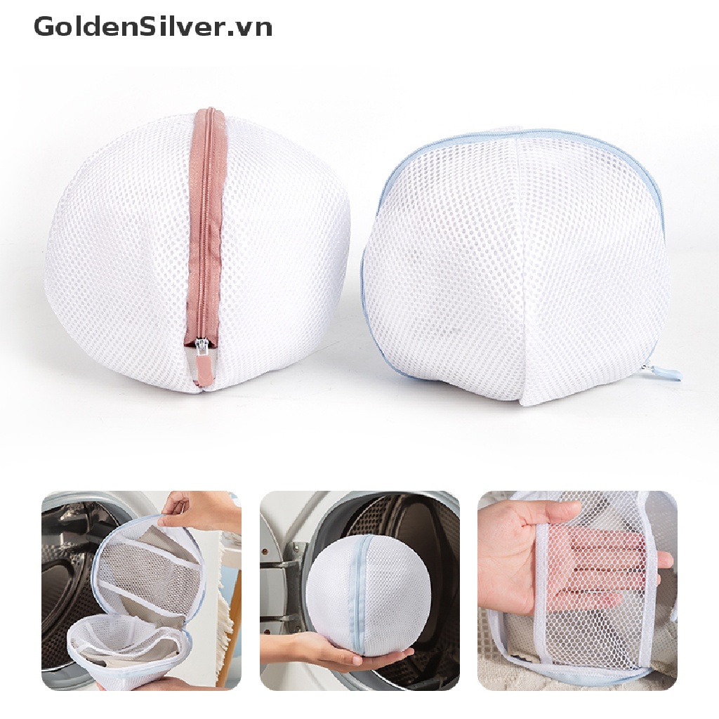 Túi Lưới Giặt Đồ Lót Bằng Polyester Màu Vàng Bạc