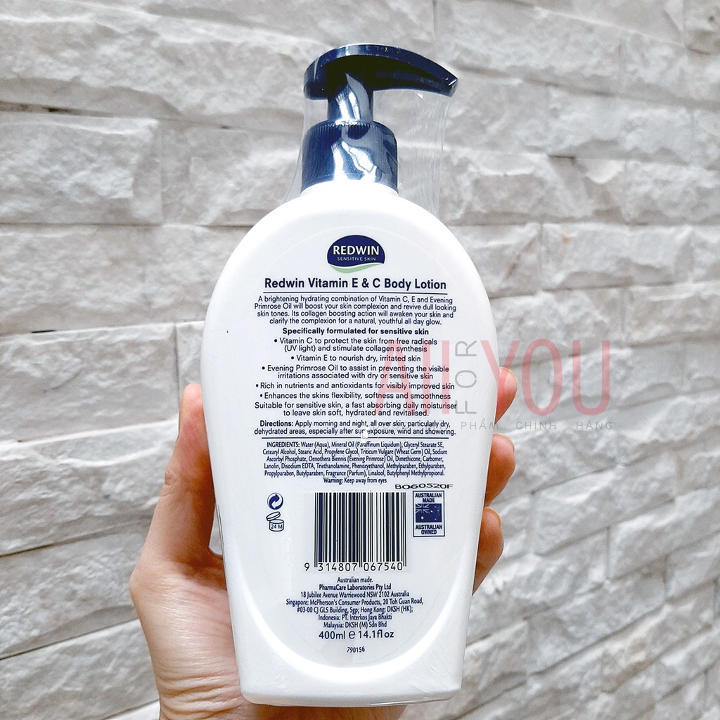 REDWIN vitamin E&C body lotion 400ml - Sữa Dưỡng Thể Trắng Da.