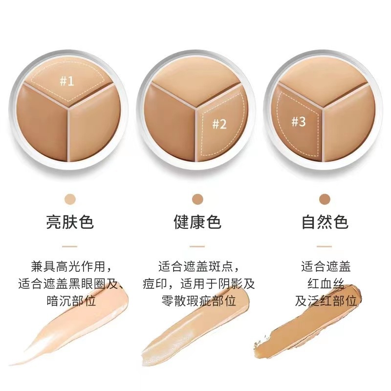 Bảng Kem Che Khuyết Điểm Ba Màu Che Phủ Đốm Mụn Và Mụn Làm Mịn Da 15G