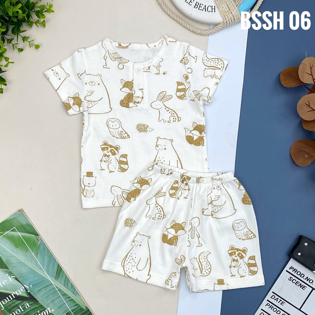Bộ sơ sinh 2 cúc LITIBABY ngắn tay, size 6/36 tháng, chất cotton mềm mát