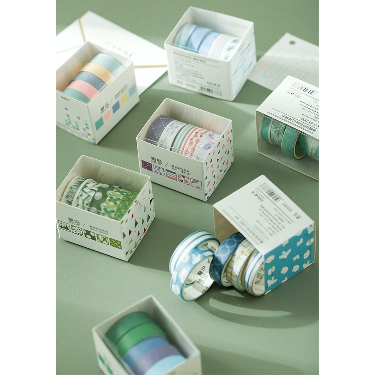 Bộ 5 cuộn băng keo giấy washi tape sáng tạo trang trí nhật ký/album M251