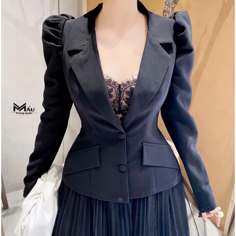 Áo vest cúc bọc tay bồng