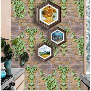 Cuộn 10m decal giấy dán tường  khổ 45cm keo sẵn mẫu GẠCH XÁM LÁ XANH