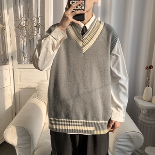 Áo sweater không tay cổ chữ v thời trang xuân thu hàn quốc dành cho nam 2021
