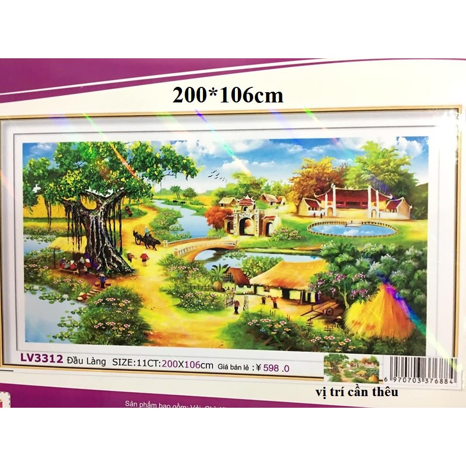 Tranh thêu chữ thập Phong cảnh 3D Đầu Làng LV3312 200*106cm