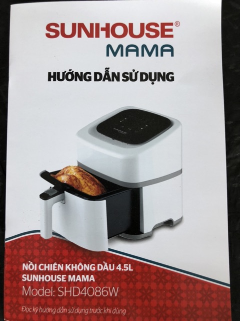 Nồi chiên không dầu 4,5L SUNHOUSE MAMA SHD40886w