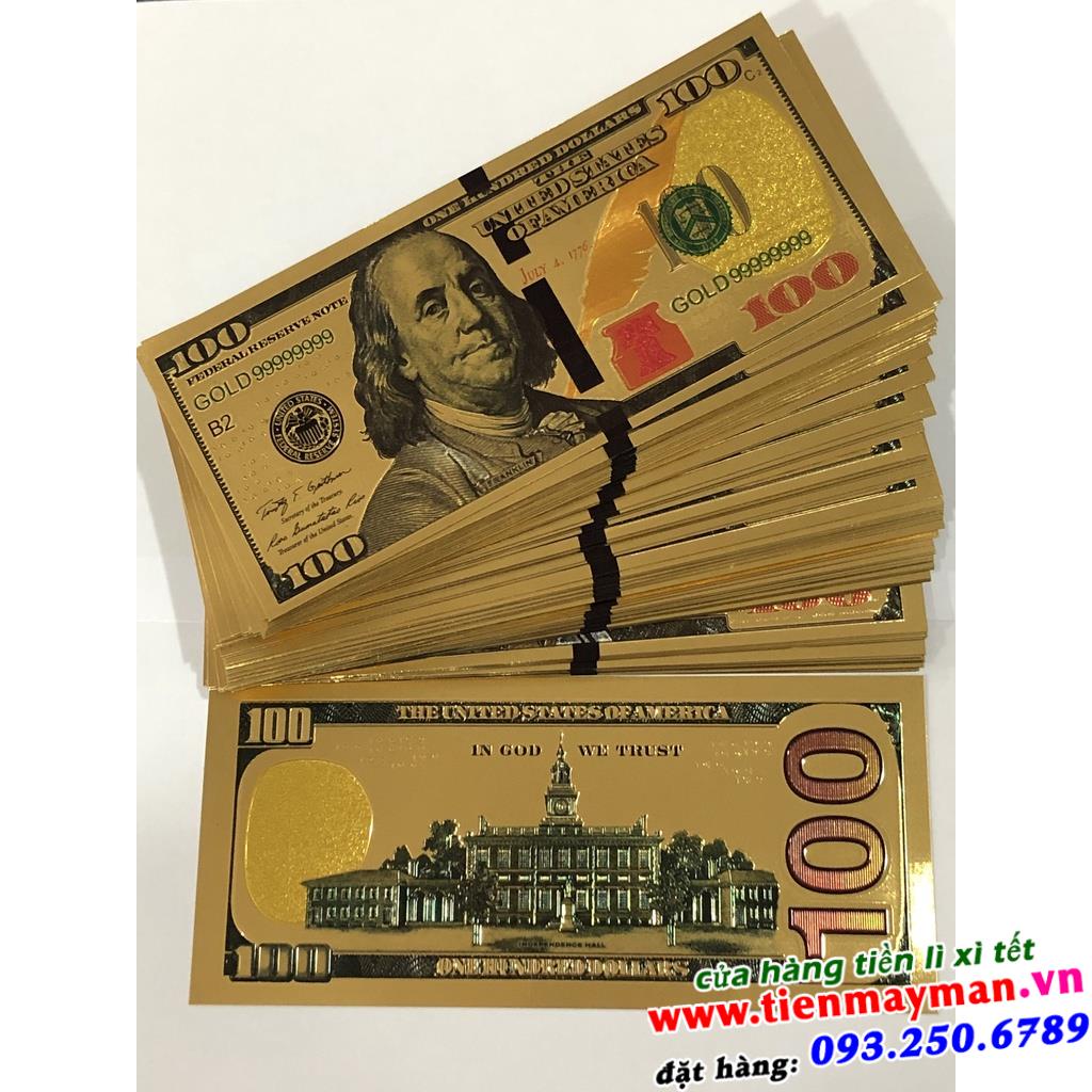[GIÁ CỰC TỐT] Combo 10 Lá Vàng 100 USD Mẫu Mới Lì Xì Tết Cực Ý Nghĩa