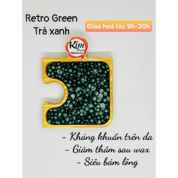 100g Sáp wax lông Bluezoo Retro Premier Trà xanh Nhũ Preal Kháng khuẩn siêu bám lông