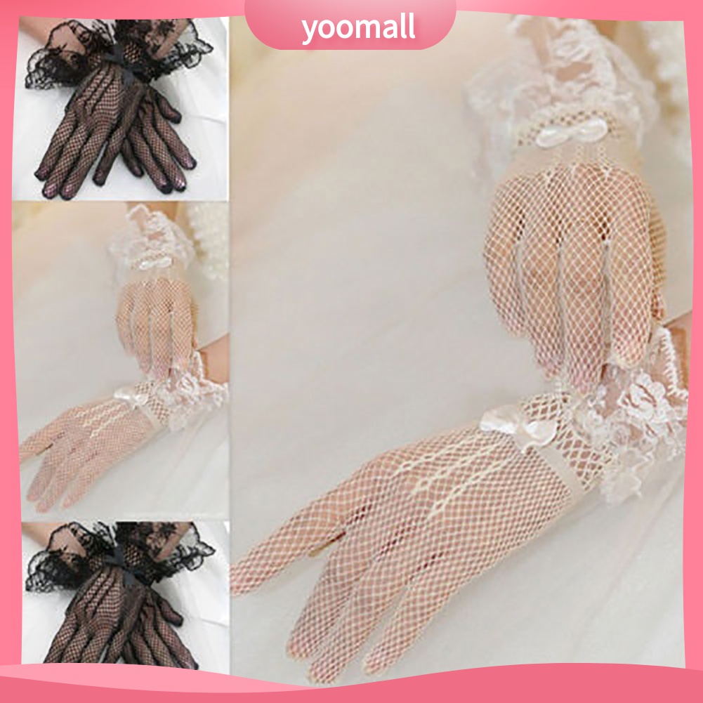 Găng Tay Lưới Ren Nơ Phụ Kiện Cho Cô Dâu