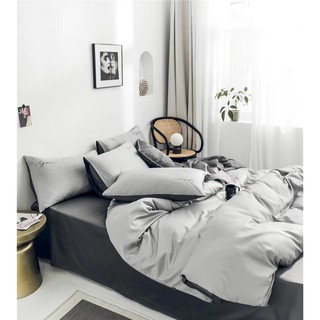 Sét chăn ga lụa Tencel Sumoi xám phối màu