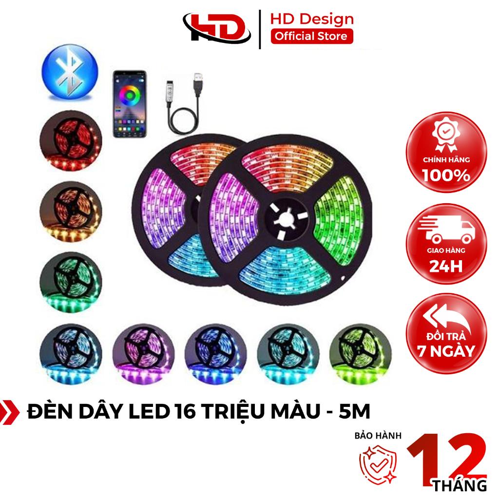 Đèn Dây Led RGB 16 Triệu Màu 5M - Nháy Theo Nhạc, Trang Trí Decor Phòng, Điều Khiển Bằng Điện Thoại, Dây Led Chống Nước