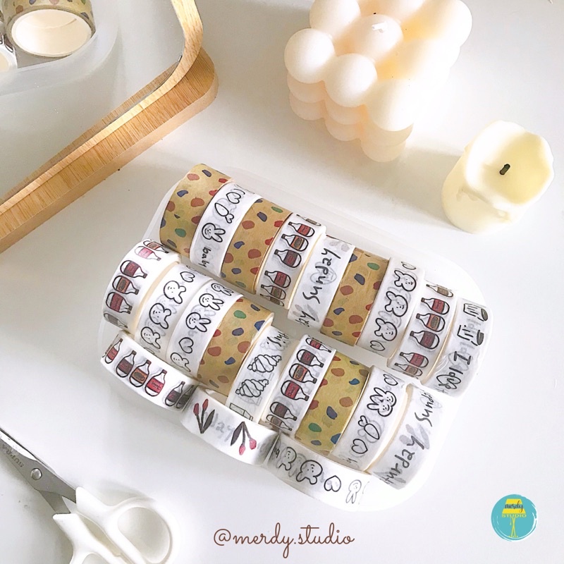 Cuộn 5m washi tape băng dính trang trí hoạ tiết kiểu Hàn Quốc