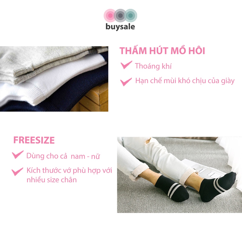 Vớ cổ ngắn nam nữ, chất liệu cotton thoáng khí, phong cách năng động, họa tiết sọc ngang bàn chân - buysale - BSPK216
