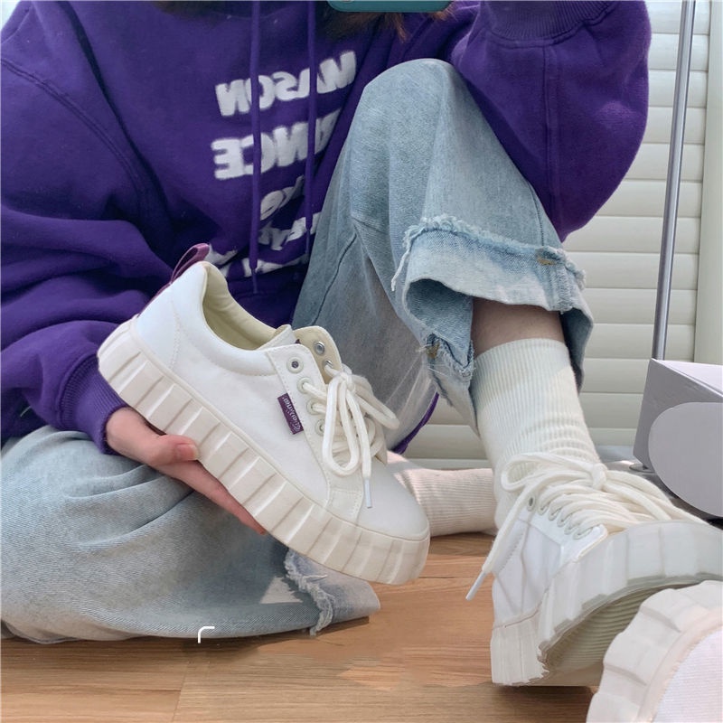 Giày thể thao canvas đế dày phong cách mùa thu 2021 mới năng động cho nữ