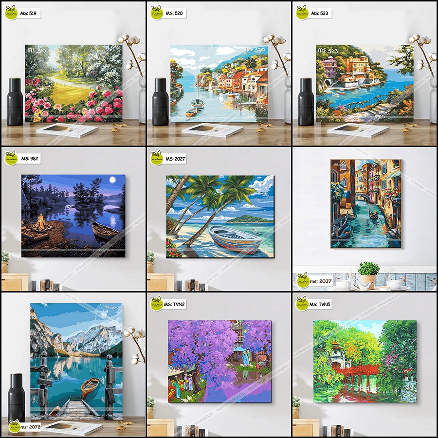 Tranh sơn dầu số hóa tự tô tổng hợp Phong Cảnh Madoca - Có Khung 40x50 | BigBuy360 - bigbuy360.vn