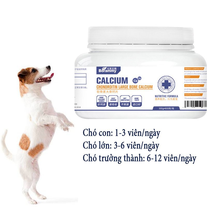 Hộp 600 viên canxi cho chó BRORAMY canxi Chondroitin VITAMIN A,D3 hấp thụ nhanh cho chó mèo