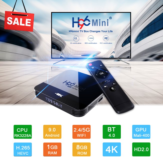 Hộp Tv Box Pang H96Mini Stb H8 1g / 8g 4k Hd Tv Box Rockchip Rk3228A Hỗ Trợ 2.4g / 5g