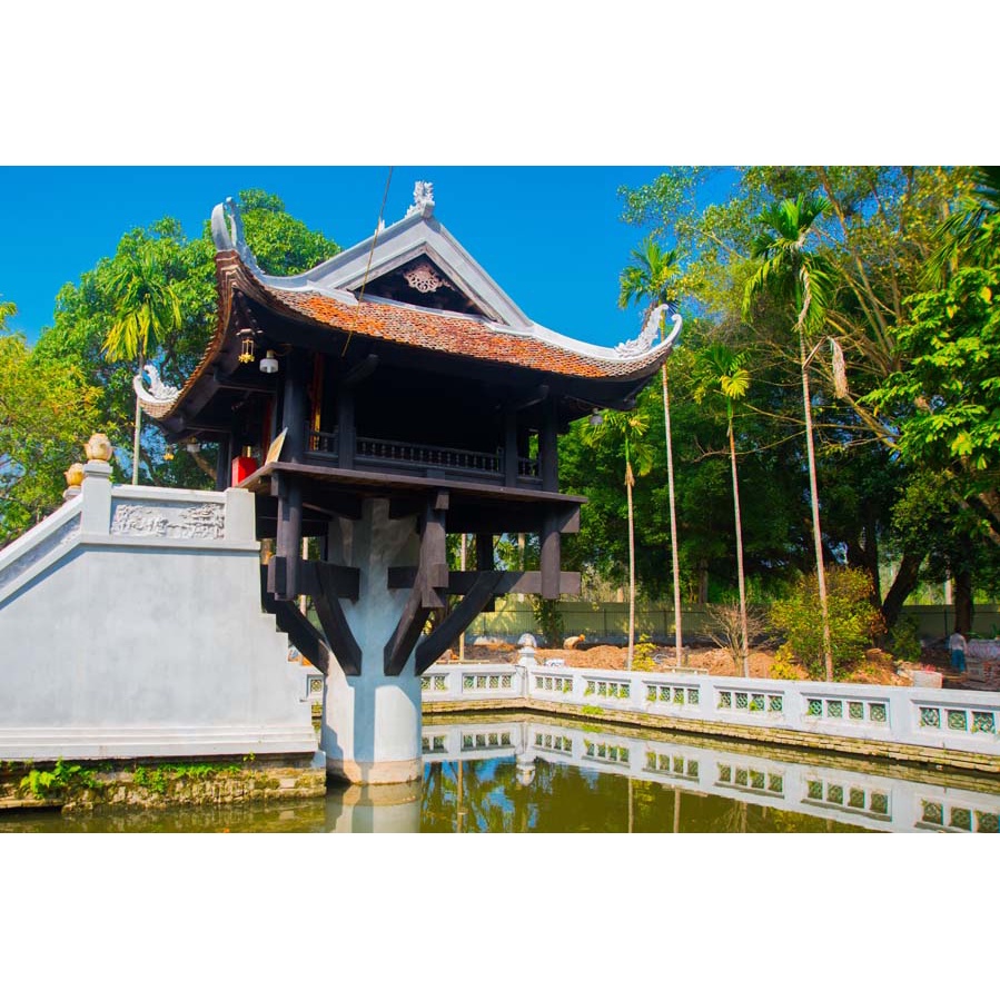 Tranh lụa 3D danh lam thám cảnh nổi tiếng Hà Nội Cầu Thê Húc, Đền Ngọc Sơn, Tháp Rùa  giá rẻ, chất lượng cao