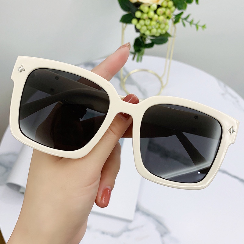 Kính Mát Gọng Kim Loại Vuông Chống Tia UV400 Phong Cách Thời Trang Hàn Quốc