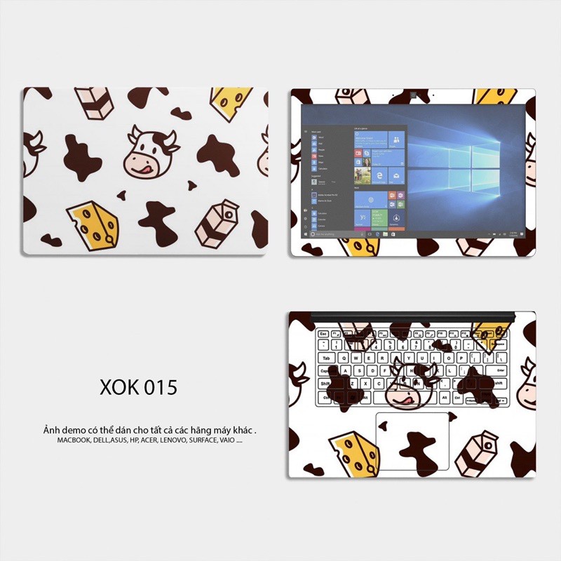 Skin bảo vệ laptop - Chủ đề Bò sữa - Skin laptop cho mọi loại máy - Miếng dán bảo vệ laptop