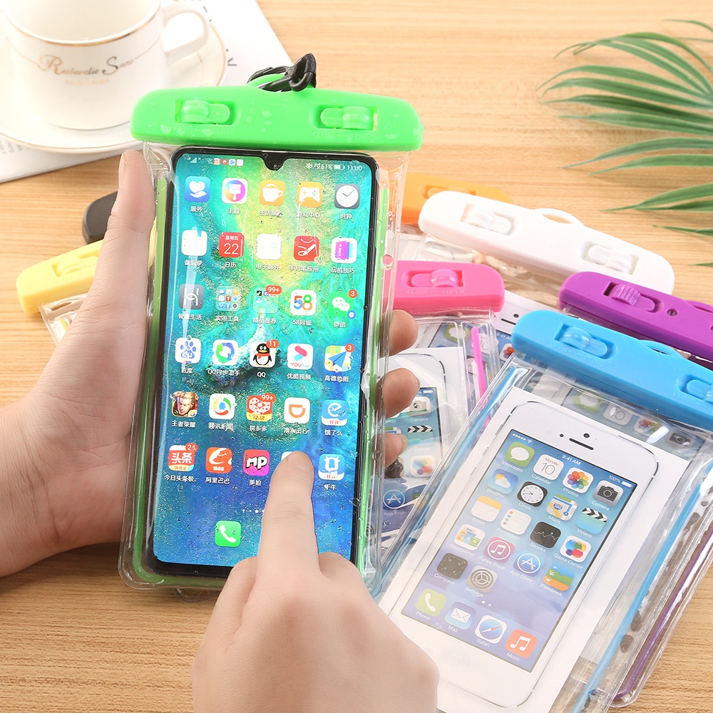 Túi Pvc Dạ Quang Chống Thấm Nước Đựng Điện Thoại Đeo Cổ Khi Đi Bơi 24h