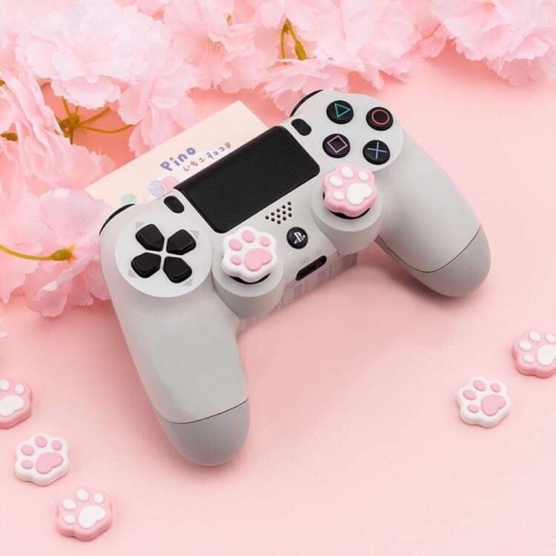 Bộ 4 núm bọc analog viền chân mèo thương hiệu Geekshare cao cấp cho tay cầm DualSense / DualShock 4 / Pro Controller