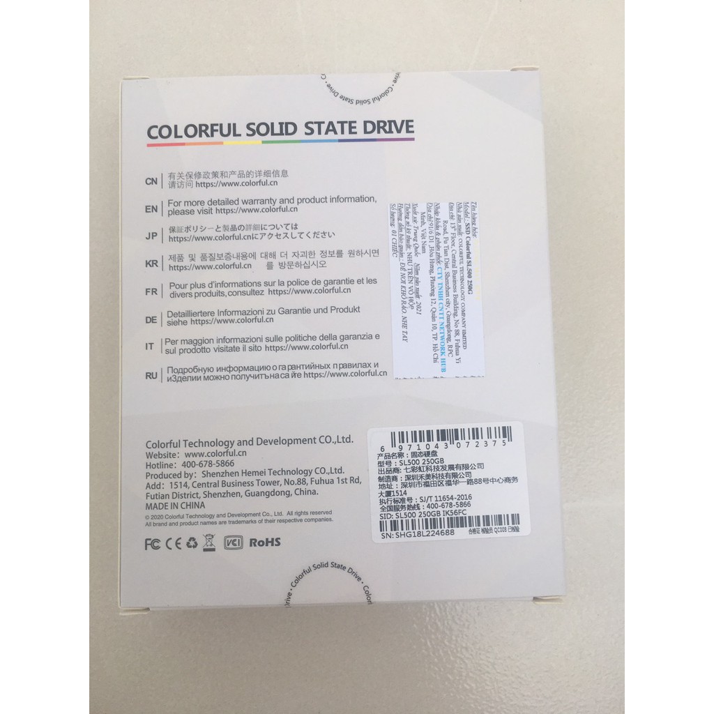 [Mã ELMS05 giảm 5% đơn 300k]SSD 250gb Colorful SL500 tốc độ 540/490Mbs - NWH phân phối | BigBuy360 - bigbuy360.vn