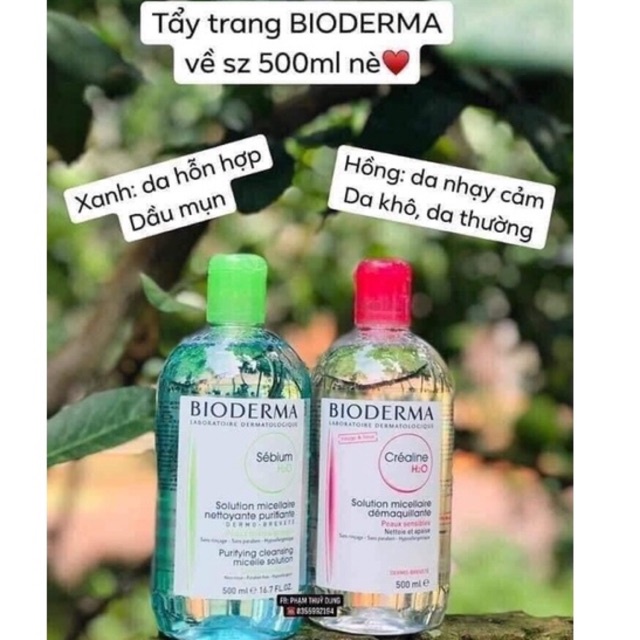 Nước Tẩy Trang Bioderma Dành Cho Da Dầu & Hỗn Hợp 500ml Nội Địa