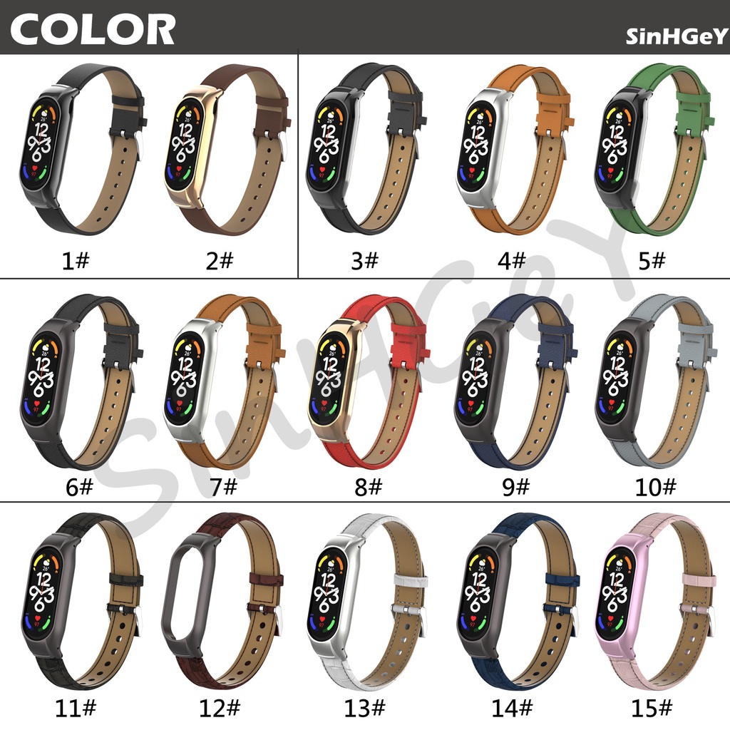Dây Đeo Thay Thế Chất Liệu Da Cho Xiaomi Mi Band 7 Mi Band 3 / 4 / 5 / 6