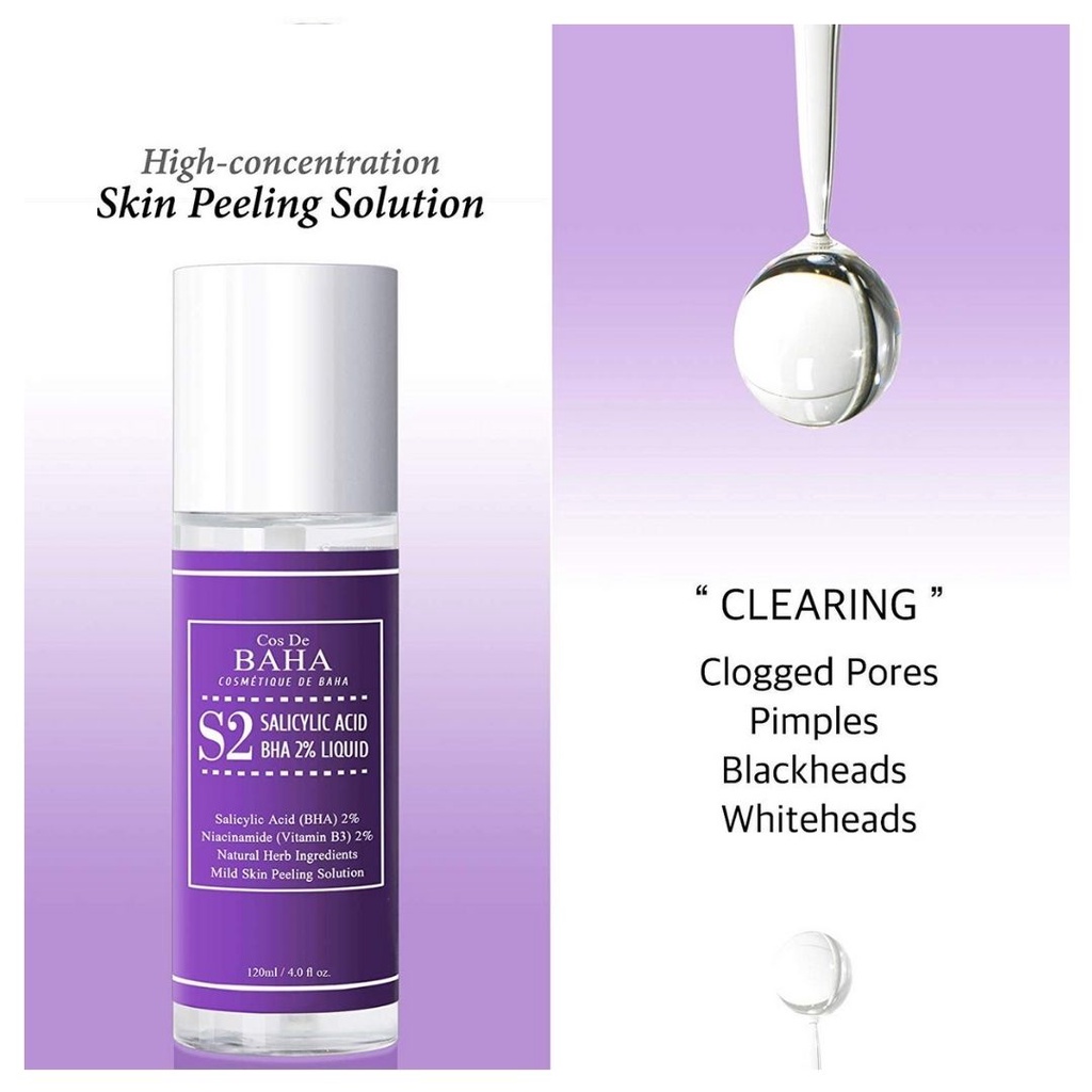Cos De Baha- Dung Dịch BHA - Salicylic Axit 2% Hỗ Trợ Làm Sạch Lỗ Chân Lông và Kiềm Dầu 120ML (S2) | BigBuy360 - bigbuy360.vn