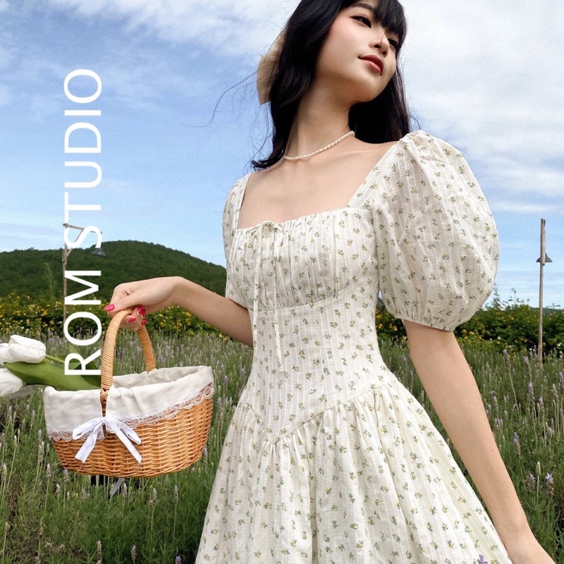 Đầm dài hoa nhí tay bồng Alice dress