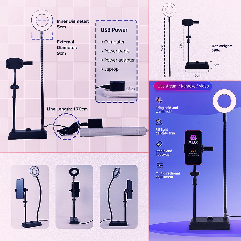 Đèn chiếu livestream giá đỡ điện thoại di động，livestream thần tượng，video hội thảo，livestream bán hang