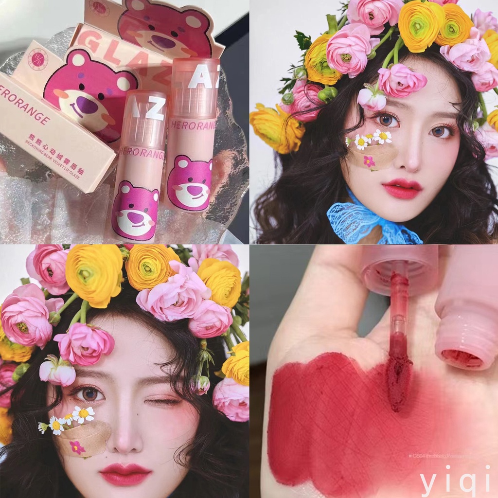Son Kem Tông Nhung Lì Hình Gấu Dễ Thương Thương Hiệu Herrange