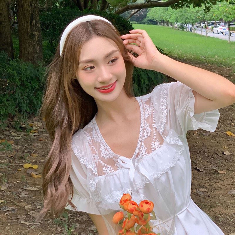 Đầm trắng YEYA tay phồng phong cách thời trang pháp dành cho nữ