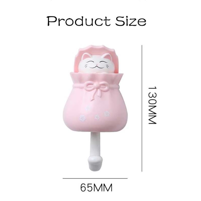 Móc Treo Đồ Dán Tường Hình Mèo May Mắn Sáng Tạo Vui Nhộn