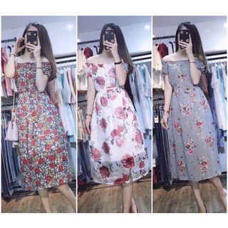 Sỉ=lẻ đầm maxi hoa trễ vai cc