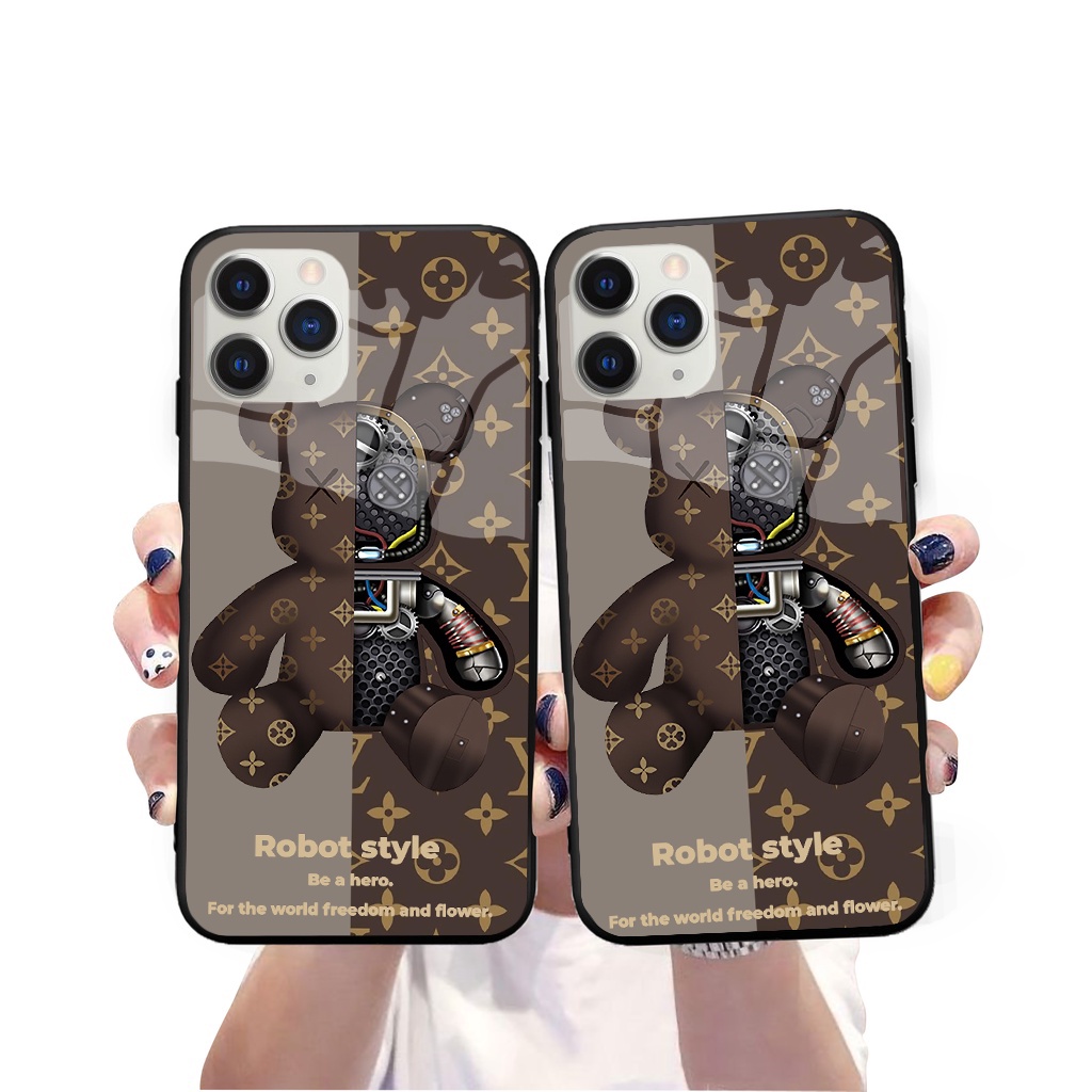 Ốp iphone lưng kính Robot style dành cho iphone 6 đến 14promax - K354