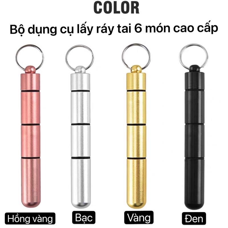 Bộ dụng cụ vệ sinh tai ngoáy tai đồ lấy ráy tai Cao Cấp bằng thép không gỉ cho gia đình