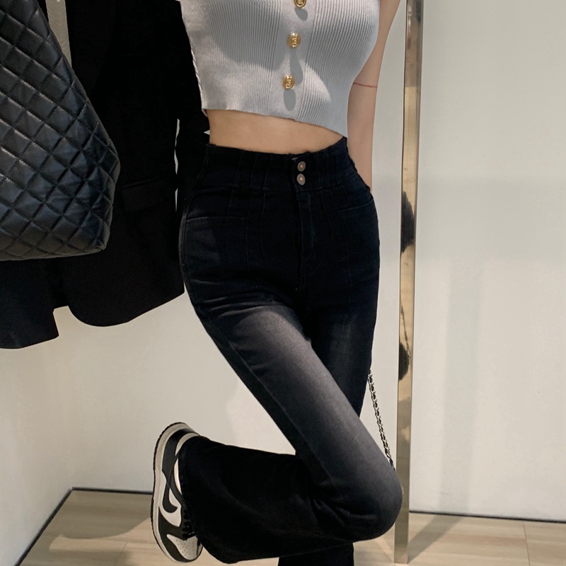 Quần Jeans Nữ Lưng Cao Ống Loe Thời Trang