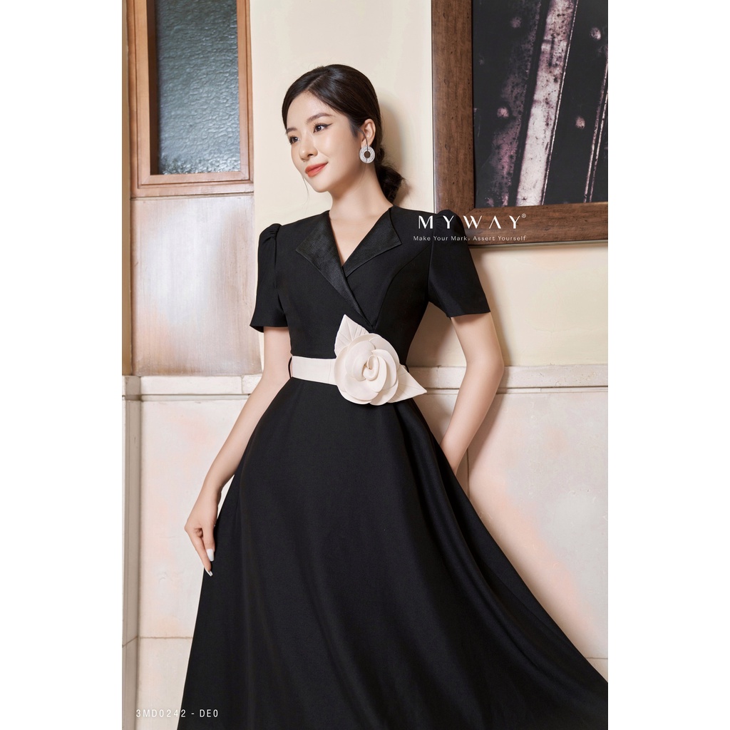 Đầm Nữ Công Sở Sự Kiện MY WAY Dáng Xòe Tặng Kèm Đai Quý Phái 3MD0242