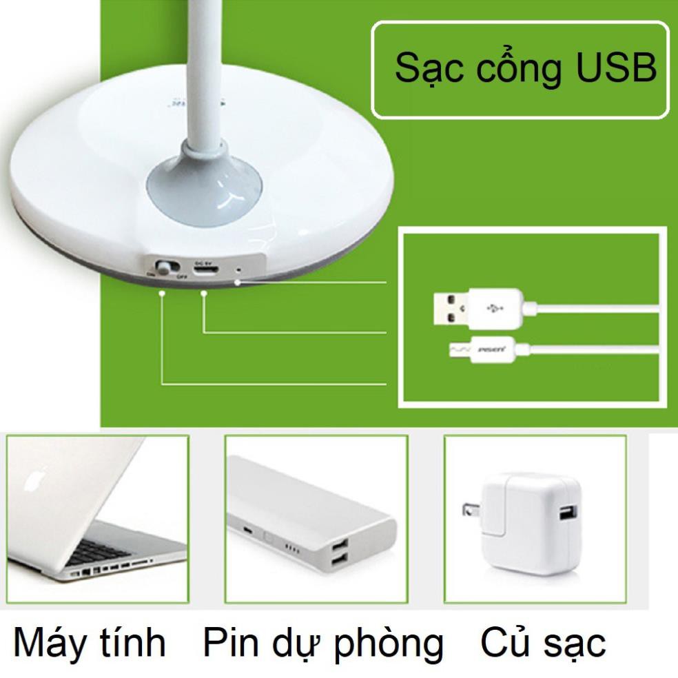 Đèn học để bàn Free ship chống cận thị sạc tích điện cổng USB KM6702